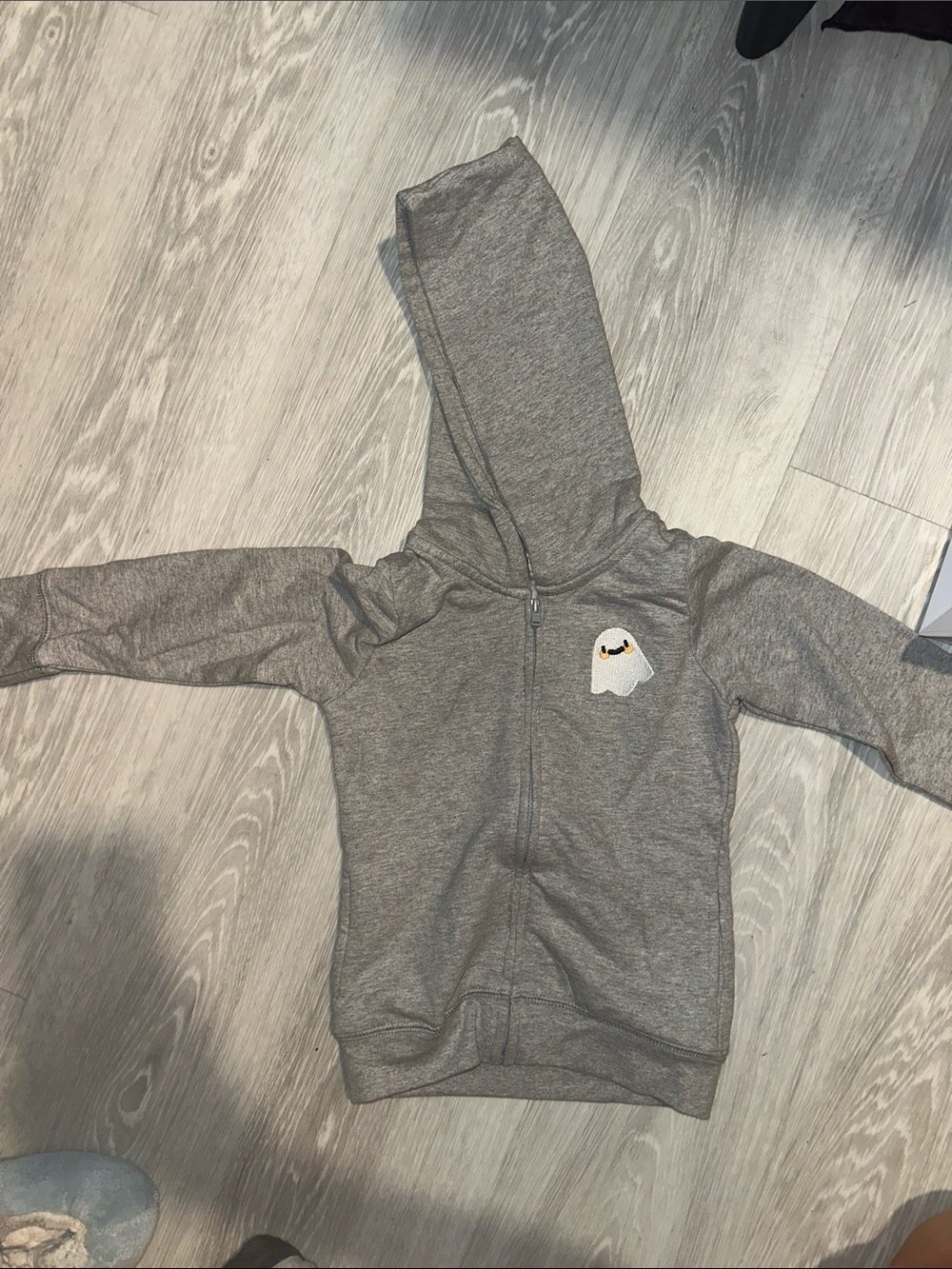 Gray Kids Zip Hoodie - Ghost Graphic